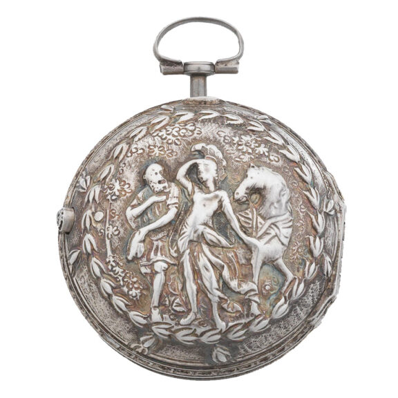English silver pair cased repoussé pocket watch Circa 1750