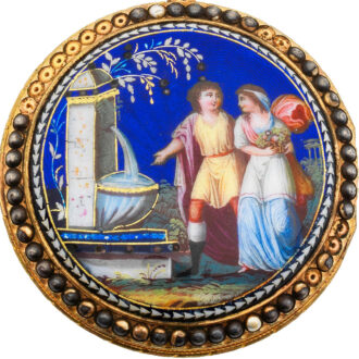 Swiss gilt metal and enamel open faced verge watch Circa 1780
