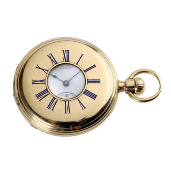 English 18 carat gold half hunting pocket watch Circa 1869