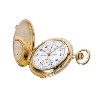 German gold hunting cased lever watch with chronograph Circa 1924