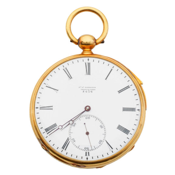 Swiss gold open faced minute repeating duplex watch Circa 1870