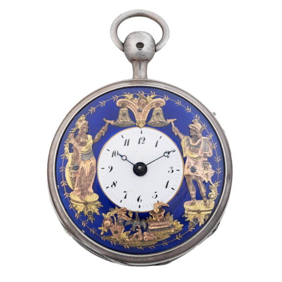 Swiss silver repeater with automaton Jaquemarts Circa 1820