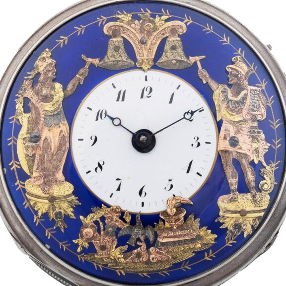 Swiss silver repeater with automaton Jaquemarts Circa 1820 Swiss silver repeater with automaton Jaquemarts Circa 1820