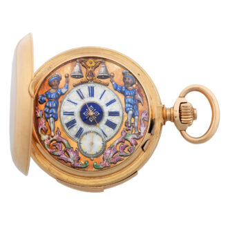Swiss gold minute repeating lever with Jacquemarts Circa 1900