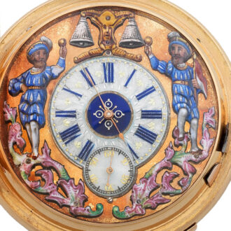 Swiss gold minute repeating lever with Jacquemarts Circa 1900