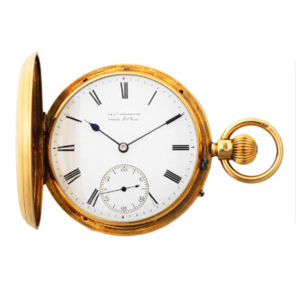 English 18 carat gold half hunter pocket watch Circa 1877