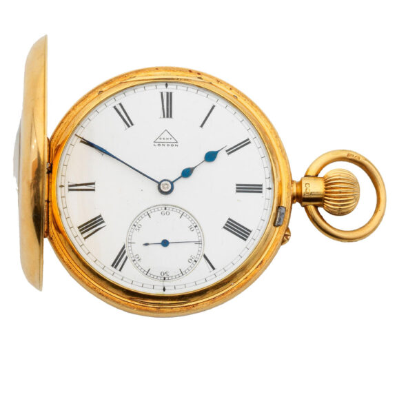 English 18K gold half hunting cased lever watch Circa 1893