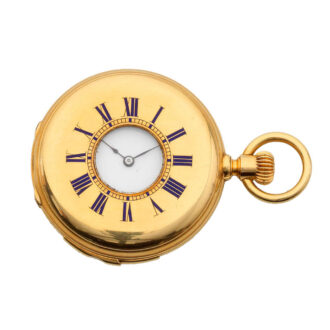 Swiss gold half hunter minute repeating lever watch Circa 1870