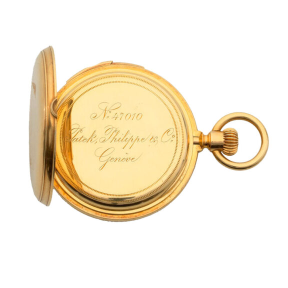 Swiss gold half hunter minute repeating lever watch Circa 1870 Swiss gold half hunter minute repeating lever watch Circa 1870