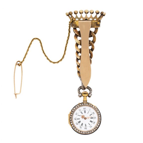 French 18 carat gold pendant watch with chatelaine Circa 1880 French 18 carat gold pendant watch with chatelaine Circa 1880
