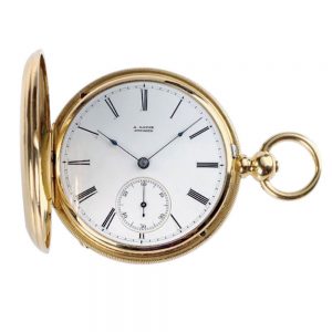 German gold hunting case pocket watch with keywind Circa 1870