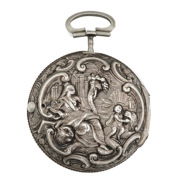 English silver verge with repousse decoration Circa 1770