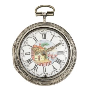 English silver pair cased repoussé pocket watch Circa 1750