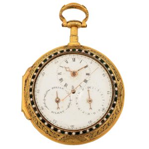 English gilt centre seconds clock watch with moon phases Circa 1800