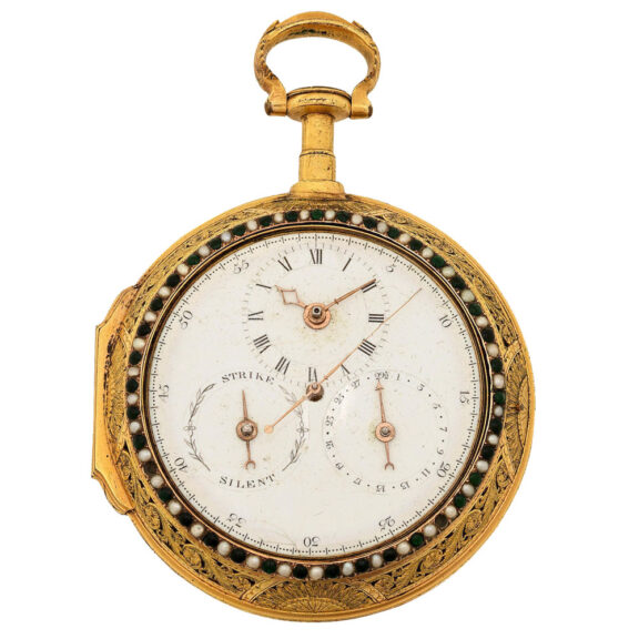 English gilt centre seconds clock watch with moon phases Circa 1800