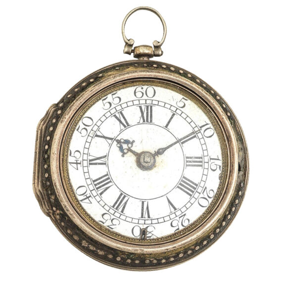 English silver keywind pair cased verge pocket watch Circa 1750