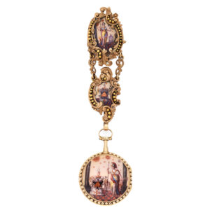 French decorative 18K gold verge watch with chatelaine Circa 1790