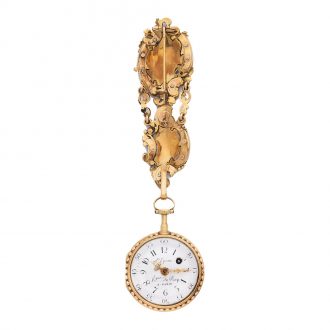 French decorative 18K gold verge watch with chatelaine Circa 1790