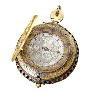 French gilt watch with hour self strike and alarm Circa 1580