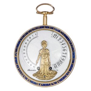English gold enamel watch with “Bras en l’air” indication Circa 1790