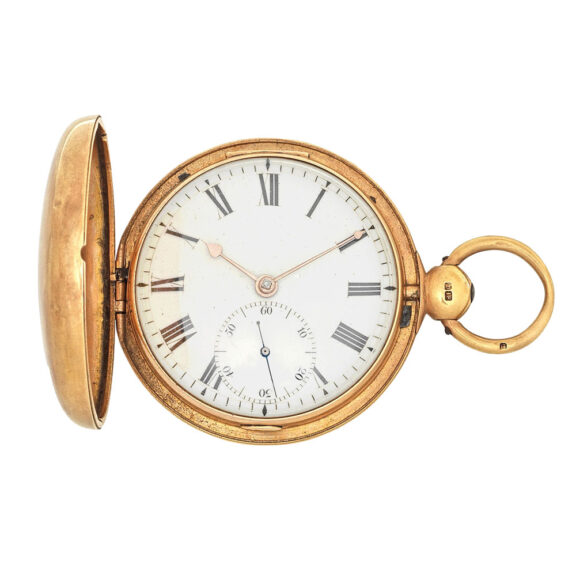 Heavy English 18 carat gold hunting cased watch Circa 1820