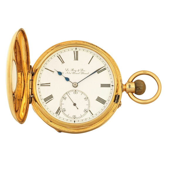 English gold half hunting cased carrousel watch Circa 1894
