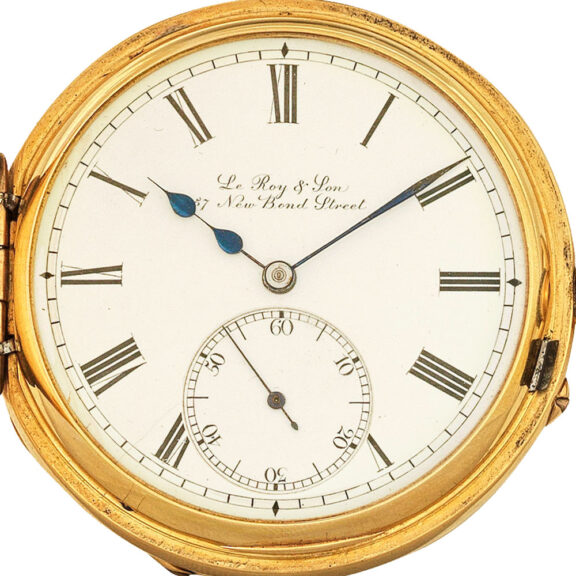 English gold half hunting cased carrousel watch Circa 1894 English gold half hunting cased carrousel watch Circa 1894