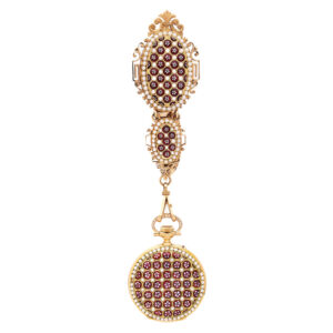Swiss decorative 18K gold verge watch with chatelaine Circa 1790
