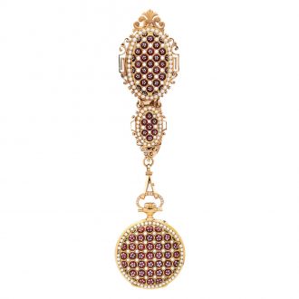 Swiss decorative 18K gold verge watch with chatelaine Circa 1790