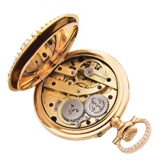 Swiss decorative 18K gold verge watch with chatelaine Circa 1790