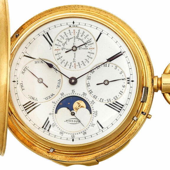 English/French gold complicated pocket watch Circa 1890 English/French gold complicated pocket watch Circa 1890