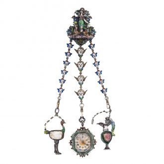 Austrian silver gilt, rock crystal watch with chatelaine Circa 1780