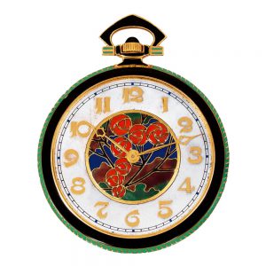 Swiss gold and enamel keyless Art Deco dress watch Circa 1930