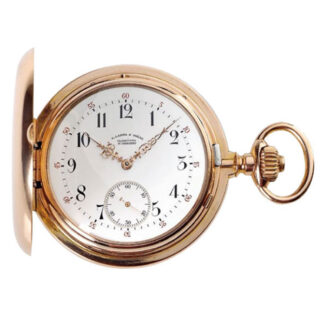 Swiss pink gold hunting cased lever with carrousel Circa 1905