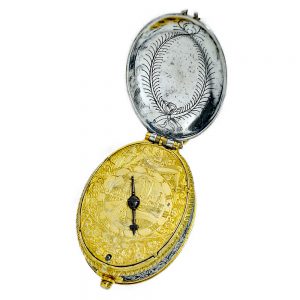Dutch firegilt oval, single handed pendant watch Circa 1600