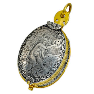 Dutch firegilt oval, single handed pendant watch Circa 1600