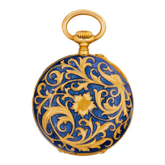 Swiss gold and enamel keyless lady's pendant watch Circa 1900