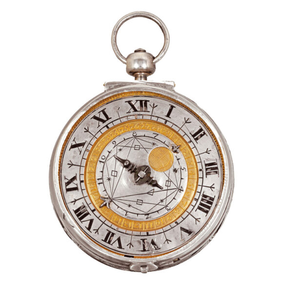 Austrian silver watch with moon phases and alarm Circa 1650