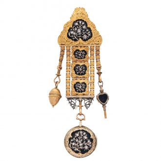 Rare French 20 carat gold verge with chatelaine Circa 1750 Rare French 20 carat gold verge with chatelaine Circa 1750