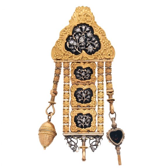 Rare French 20 carat gold verge with chatelaine Circa 1750 Rare French 20 carat gold verge with chatelaine Circa 1750