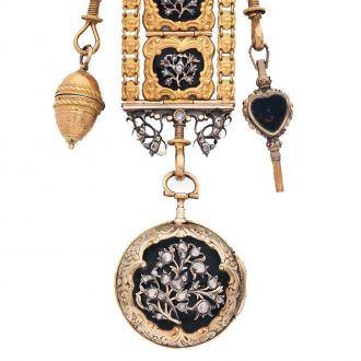 Rare French 20 carat gold verge with chatelaine Circa 1750 Rare French 20 carat gold verge with chatelaine Circa 1750