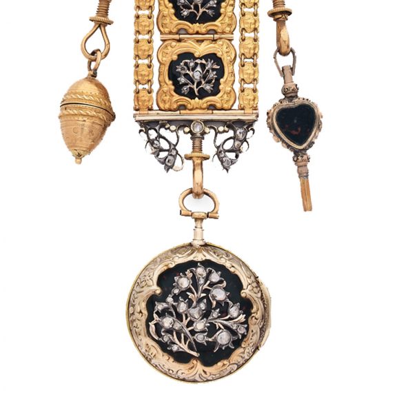 Rare French 20 carat gold verge with chatelaine Circa 1750 Rare French 20 carat gold verge with chatelaine Circa 1750
