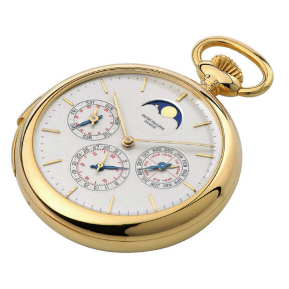 Swiss gold watch with perpetual calendar and moon phase Circa 1974