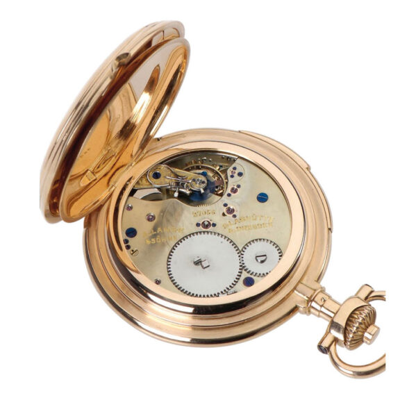 Swiss gold hunter minute repeating watch Circa 1889 Swiss gold hunter minute repeating watch Circa 1889