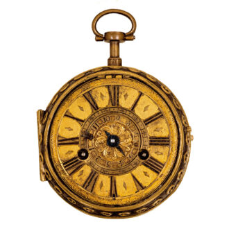 French gilt watch with alarm and mock pendulum Circa 1690