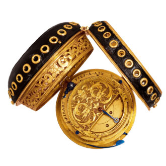 French gilt watch with alarm and mock pendulum Circa 1690