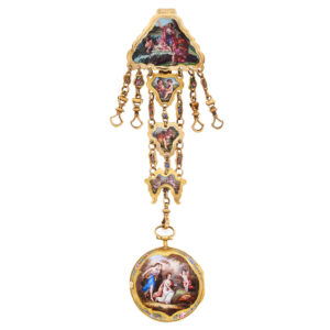 Rare French 20K gold verge with matching chatelaine Circa 1750