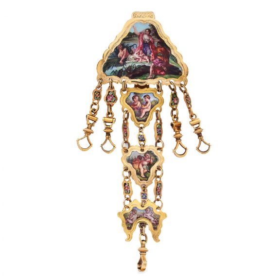 Rare French 20K gold verge with matching chatelaine Circa 1750 Rare French 20K gold verge with matching chatelaine Circa 1750
