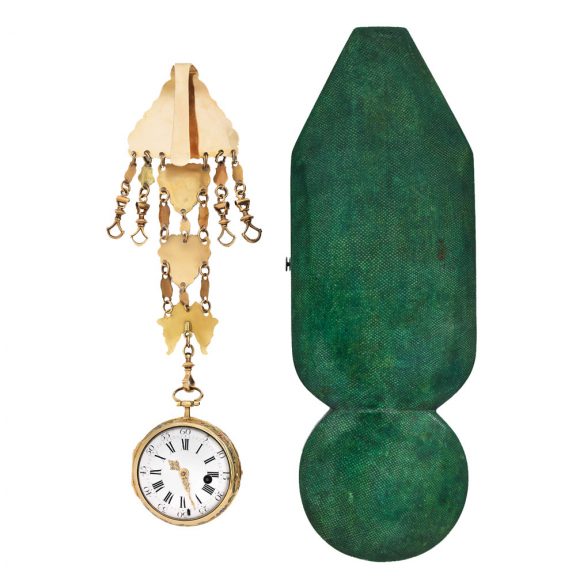 Rare French 20K gold verge with matching chatelaine Circa 1750 Rare French 20K gold verge with matching chatelaine Circa 1750