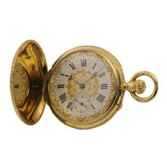 Rare German gold watch with floral ornaments Circa 1875